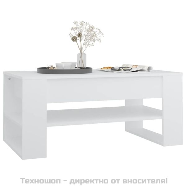 Маса за кафе, бяла, 102x55x45 см, инженерно дърво