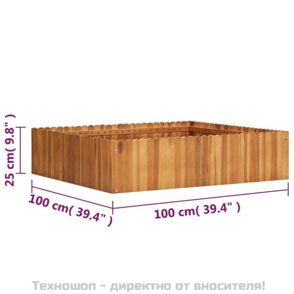 Градинска повдигната леха, 100x100x25 см, акациево дърво масив