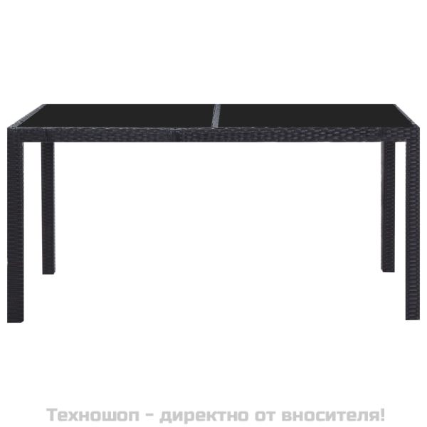 Градински трапезен комплект, 7 части, полиратан, черен