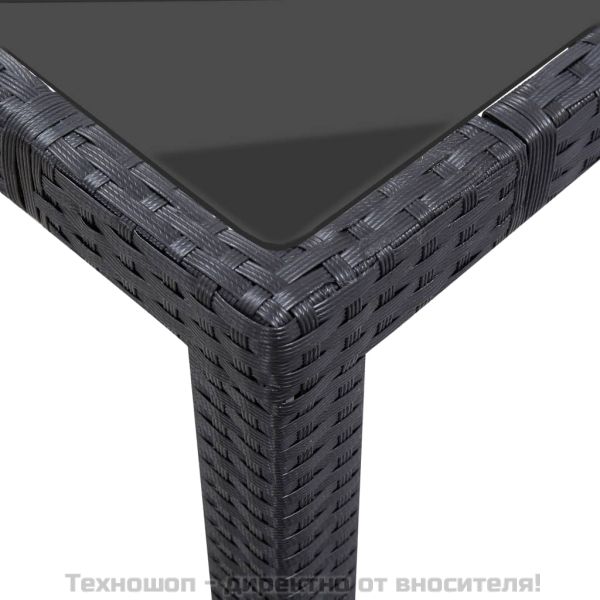 Градински трапезен комплект, 7 части, полиратан, черен