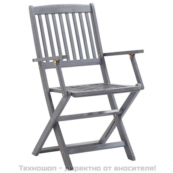 Сгъваеми градински столове, 2 бр, акация масив