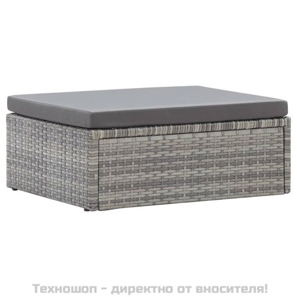 Градинско лаундж легло със сенник смесено сиво полиратан