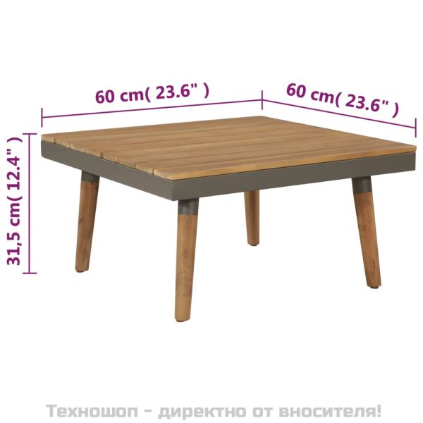 Градински комплект с възглавници, 4 части, акация масив, кафяв