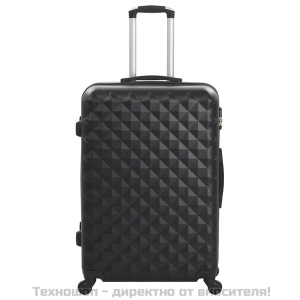 Комплект твърди куфари с колелца, 3 бр, черни, ABS