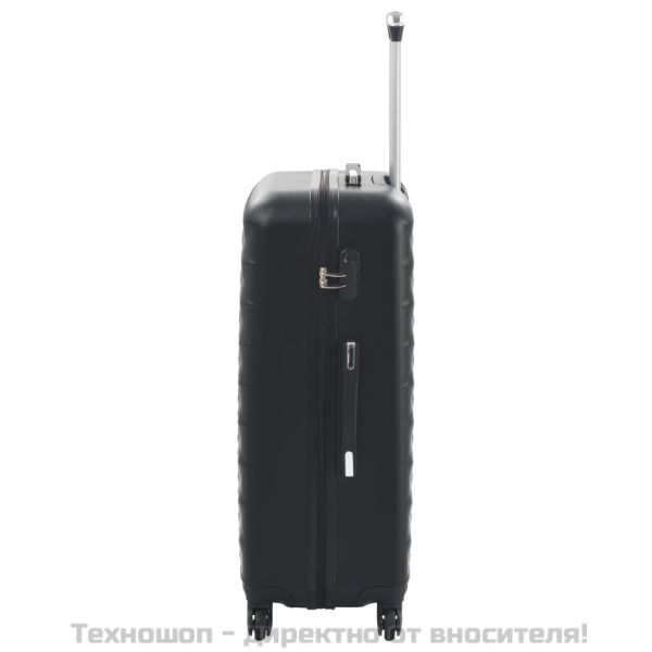 Комплект твърди куфари с колелца, 3 бр, черни, ABS
