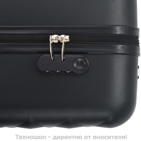 Комплект твърди куфари с колелца, 3 бр, черни, ABS