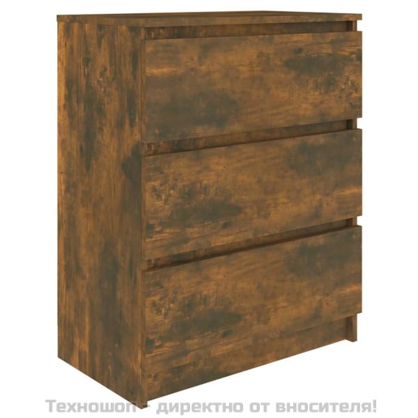 Сайдборд, опушен дъб, 60x35x76 см, инженерно дърво