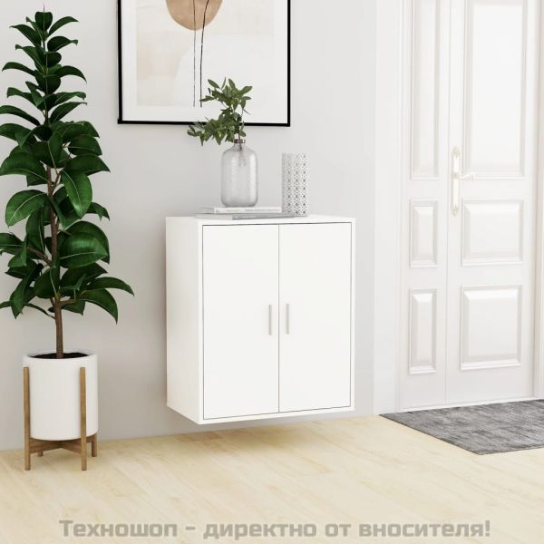 Шкаф за обувки, бял, 60x35x70 см, инженерно дърво