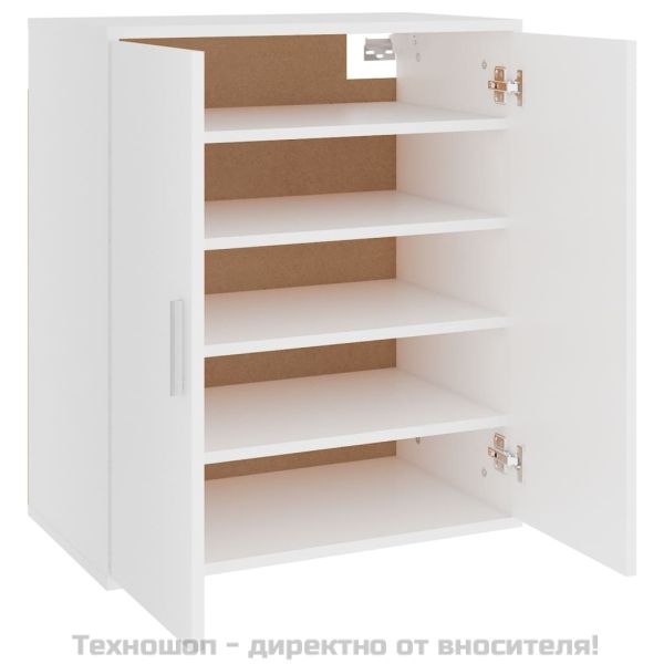 Шкаф за обувки, бял, 60x35x70 см, инженерно дърво
