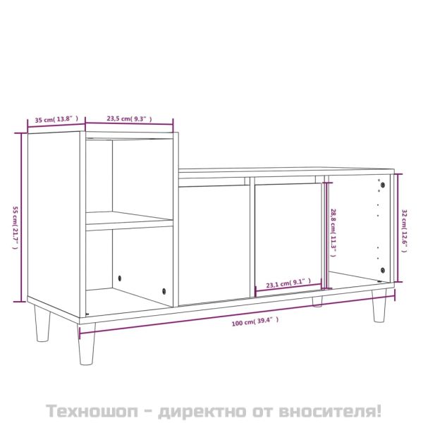 ТB шкаф, бял, 100x35x55 см, инженерно дърво