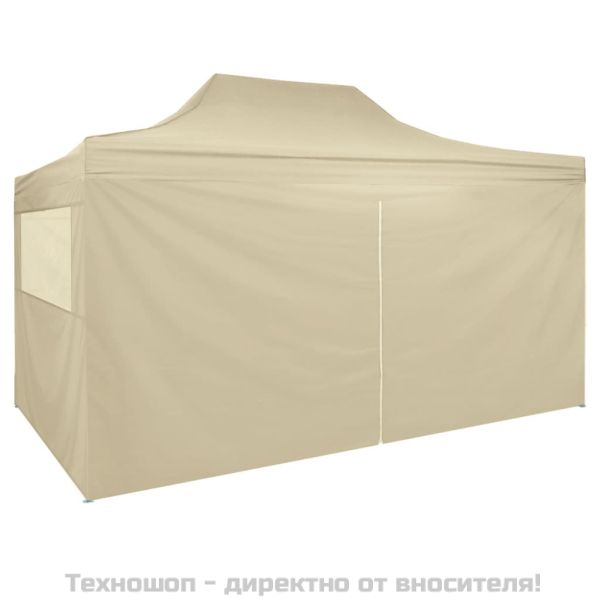 Сгъваема шатра с 4 странични стени, 3х4,5 м, кремавобяла