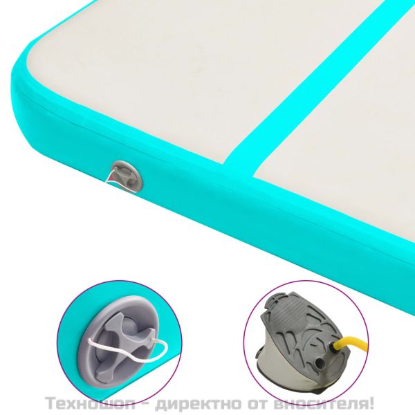 Надуваем дюшек за гимнастика с помпа, 300x100x15 см, PVC, зелен