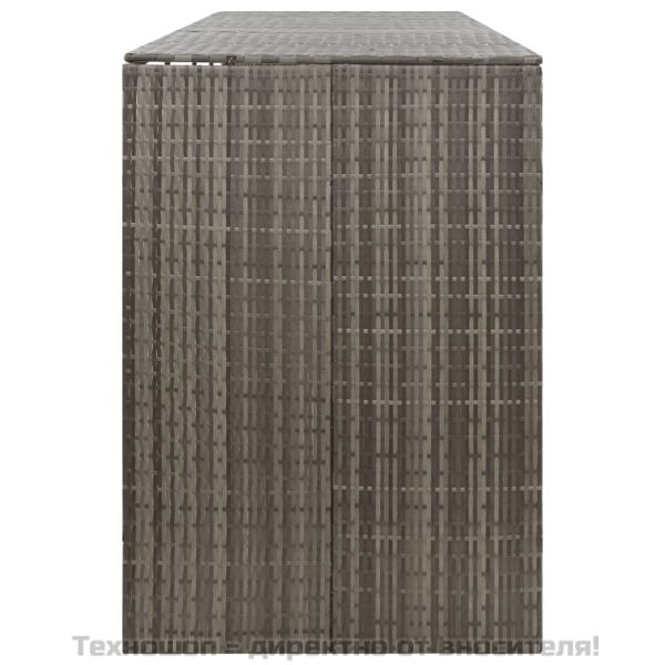 Четворен навес за кошове за боклук сив 274x80x117 см полиратан