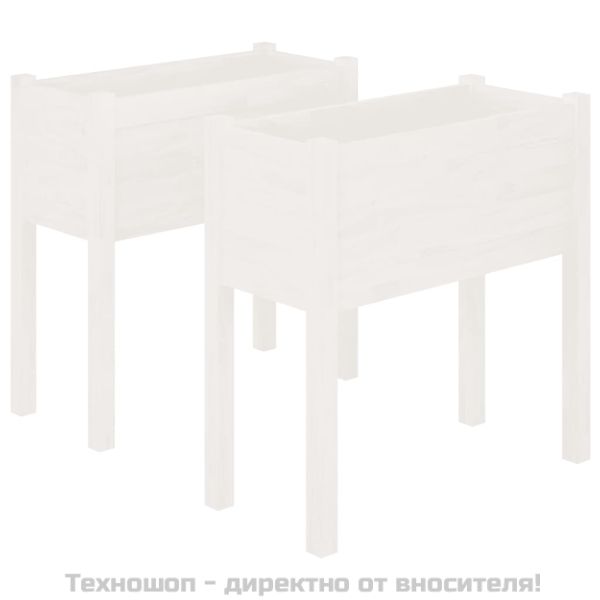 Градински сандъци, 2 бр, бели, 70x31x70 см, бор масив
