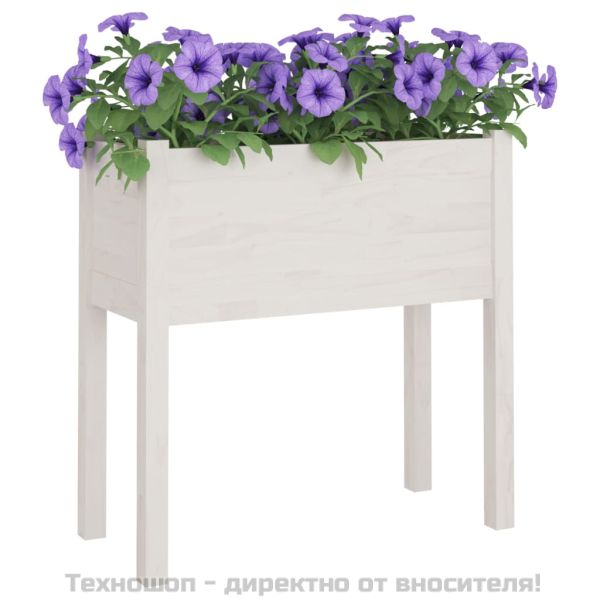 Градински сандъци, 2 бр, бели, 70x31x70 см, бор масив