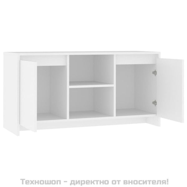 ТВ шкаф, бял, 102x37,5x52,5 см, инженерно дърво