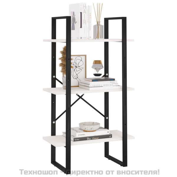 Стелаж за съхранение, бял, 60x30x105 см, бор масив