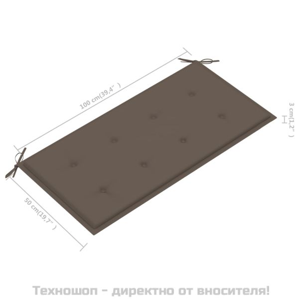 Възглавница за градинска пейка таупе 100x50x4 см оксфорд плат