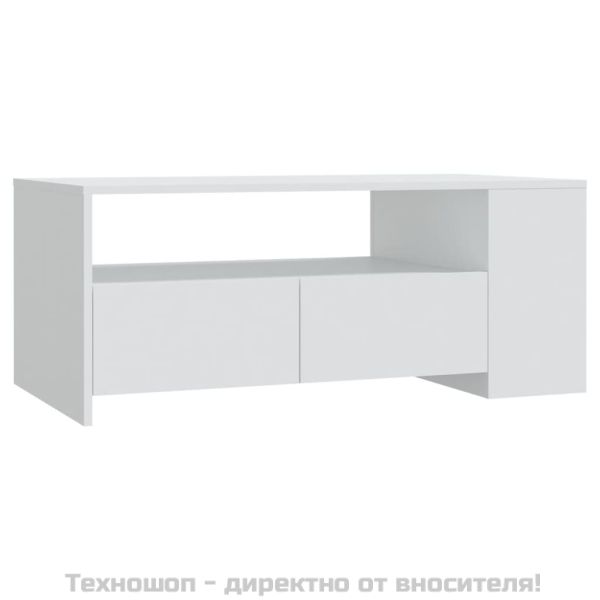 Кафе маса, бяла, 102x55x42 см, инженерно дърво