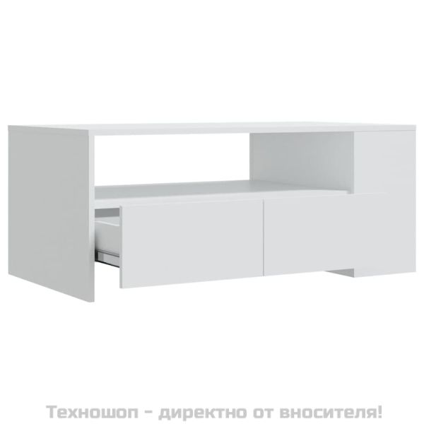 Кафе маса, бяла, 102x55x42 см, инженерно дърво