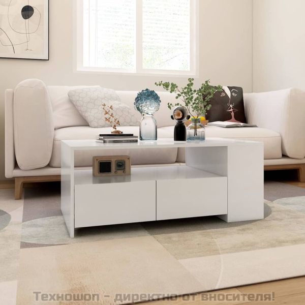 Кафе маса, бяла, 102x55x42 см, инженерно дърво