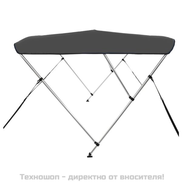 Тента за лодка, 3 дъги, антрацит, 183x180x137 см