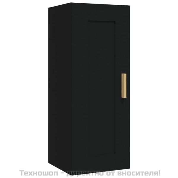 Стенен шкаф, черен, 35x34x90 см, инженерно дърво