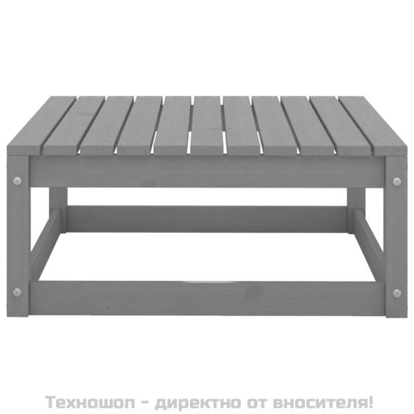 Градински табуретки с възглавници, 2 бр, сиви, бор масив