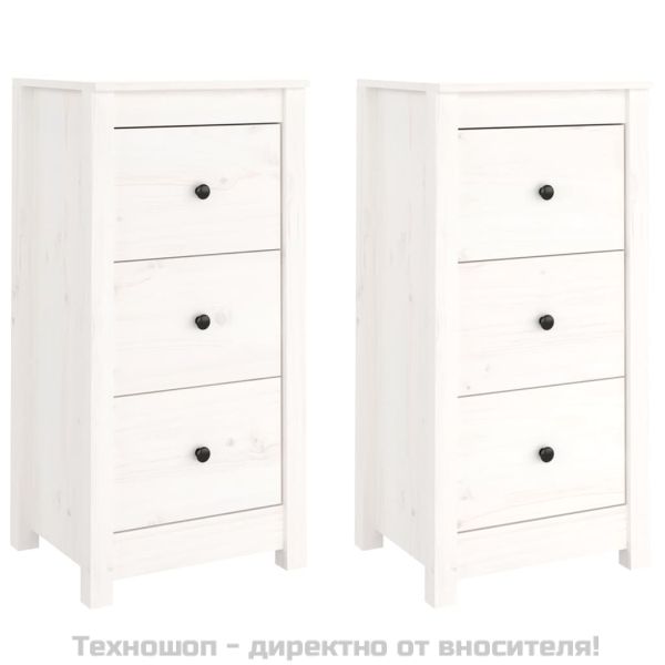 Сайдборди, 2 бр, бели, 40x35x80 см, бор масив