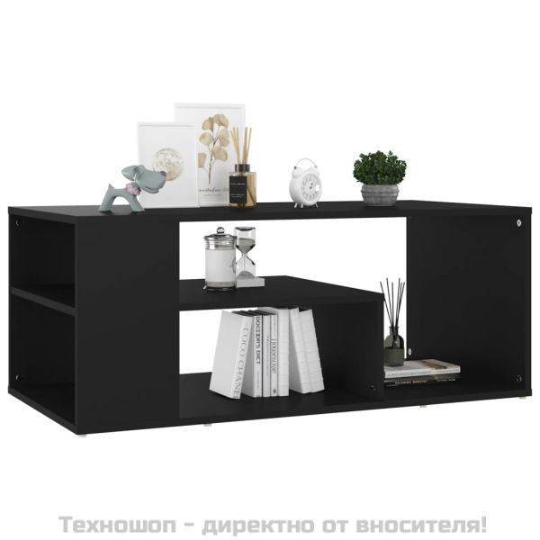 Кафе маса, черна, 100x50x40 см, инженерно дърво