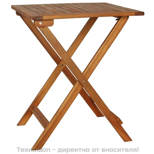 Бистро комплект с възглавници, 3 части, сгъваем, акация масив