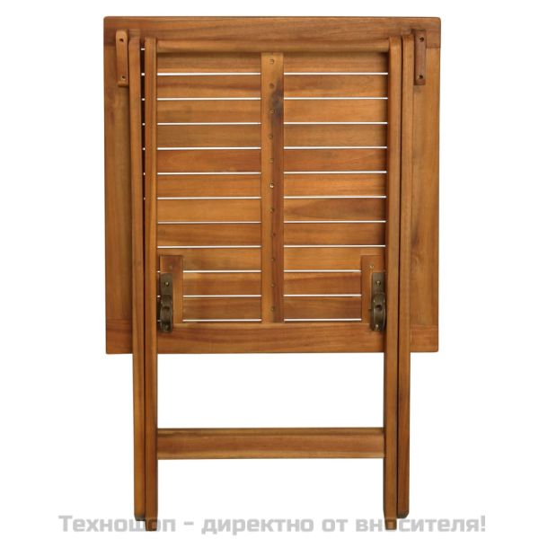 Бистро комплект с възглавници, 3 части, сгъваем, акация масив