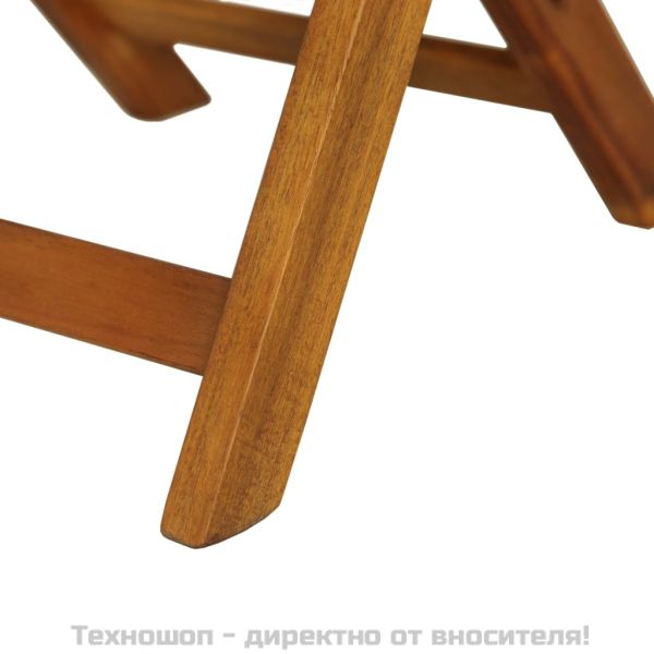 Бистро комплект с възглавници, 3 части, сгъваем, акация масив