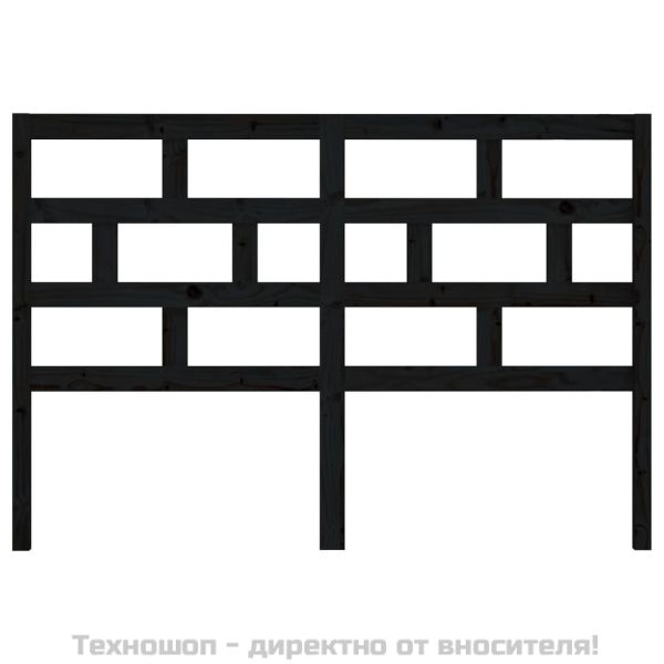 Горна табла за легло, черна, 126x4x100 см, бор масив