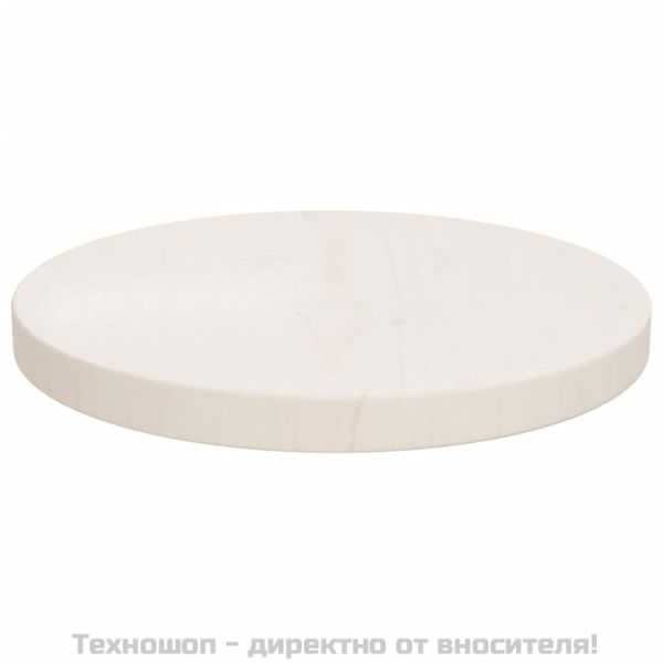 Плот за маса, бял, Ø30x2,5 см, бор масив