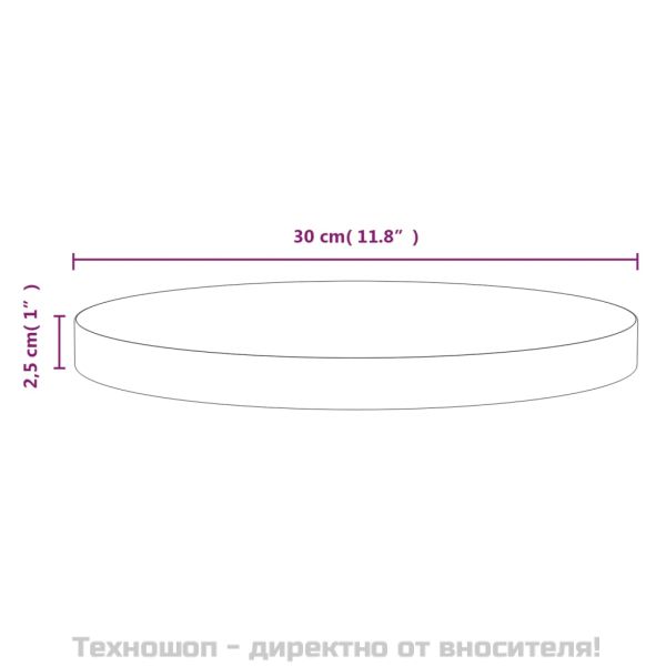 Плот за маса, бял, Ø30x2,5 см, бор масив