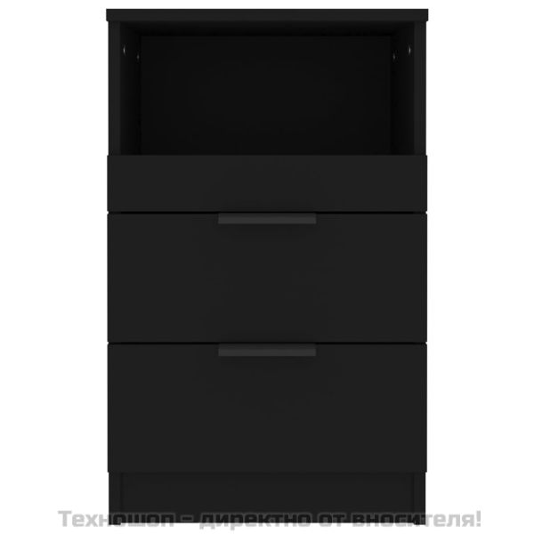 Нощно шкафче, черно, инженерно дърво