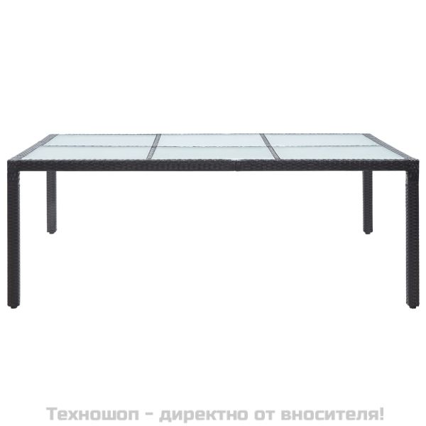 Градинска трапезна маса, черна, 200x150x74 см, полиратан