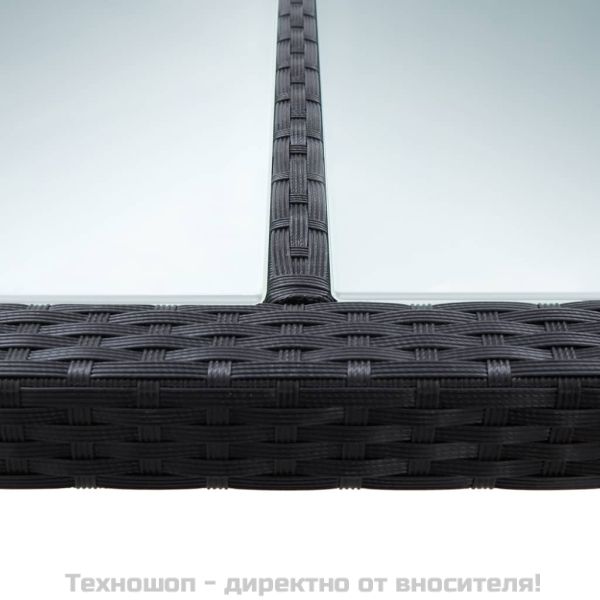 Градинска трапезна маса, черна, 200x150x74 см, полиратан