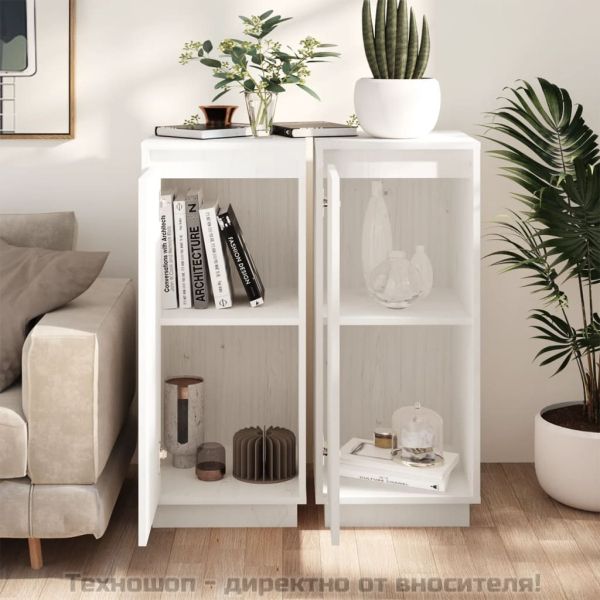 Сайдборди, 2 бр, бели, 31,5x34x75 см, бор масив