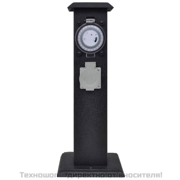 Черна градинска колона с контакт и таймер