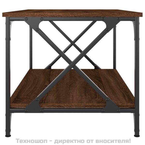 Маса за кафе, кафяв дъб, 80x50x45 см, инженерно дърво и желязо