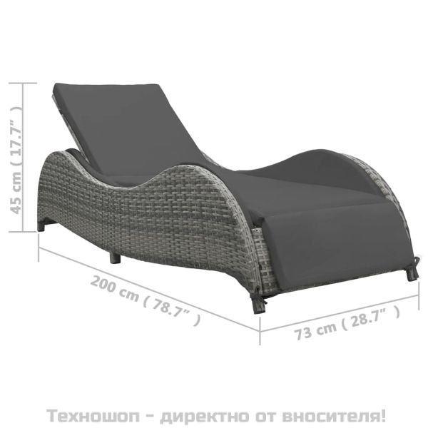 Шезлонг с шалте, полиратан, антрацит