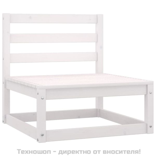 Градински лаундж комплект 2 части с възглавници бял бор масив