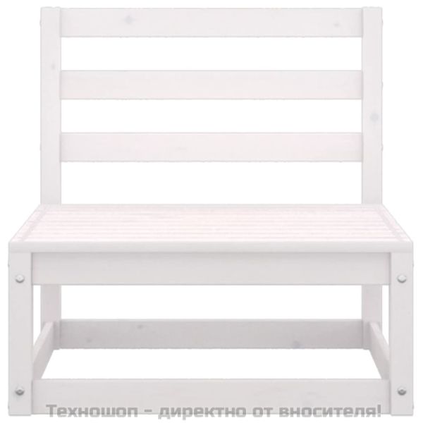 Градински лаундж комплект 2 части с възглавници бял бор масив