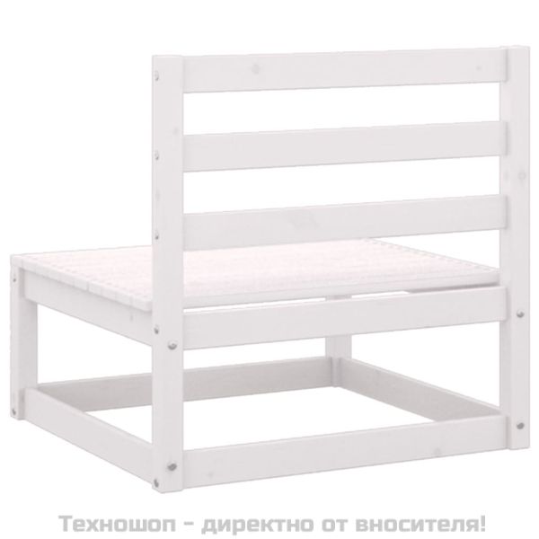 Градински лаундж комплект 2 части с възглавници бял бор масив