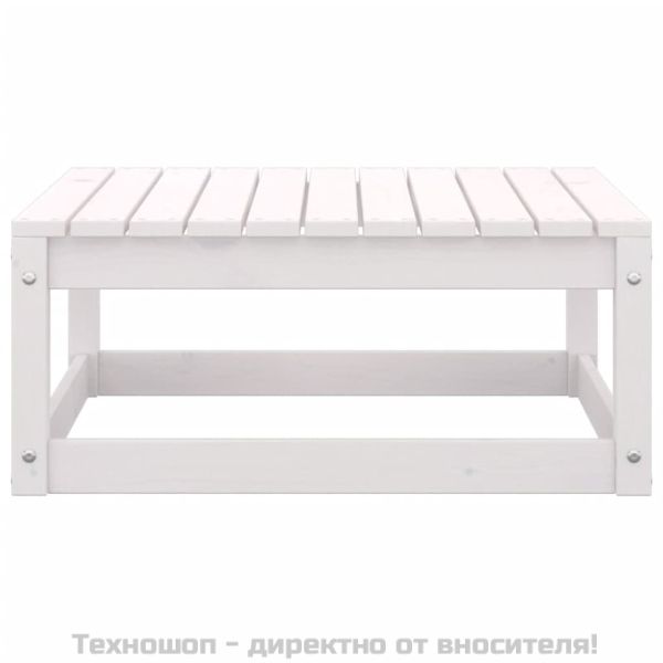 Градински лаундж комплект 2 части с възглавници бял бор масив