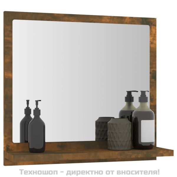 Огледало за баня, опушен дъб, 40x10,5x37 см, инженерно дърво