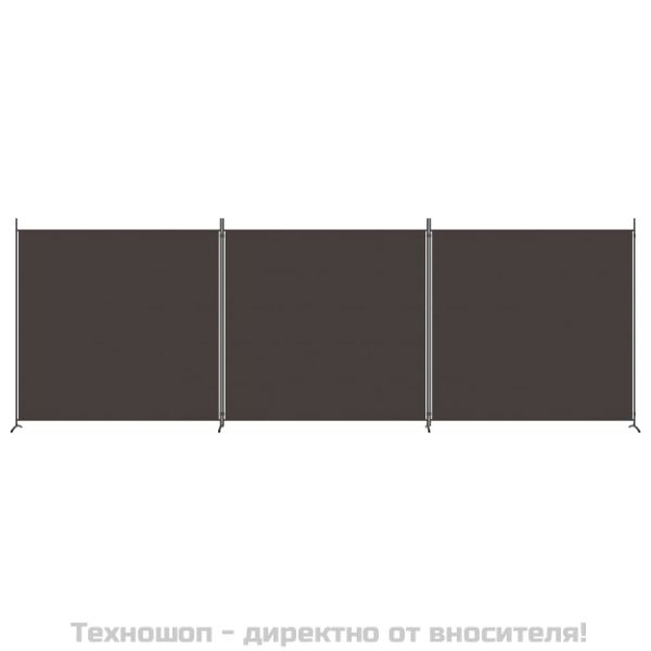 Параван за стая, 3 панела, кафяв, 525x180 см, плат