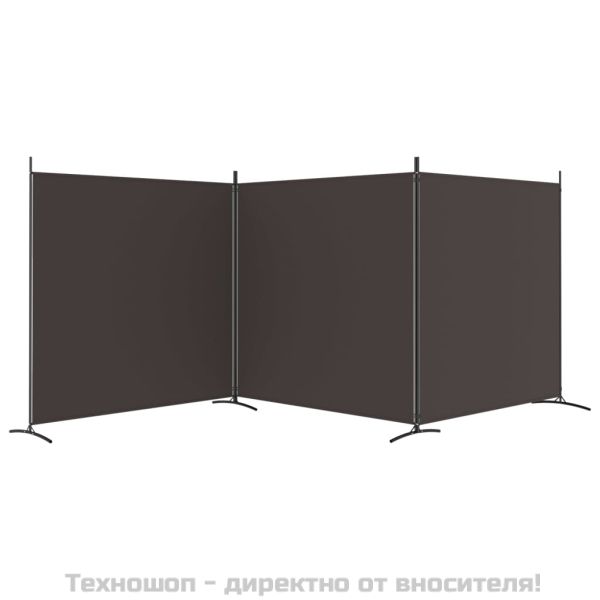 Параван за стая, 3 панела, кафяв, 525x180 см, плат